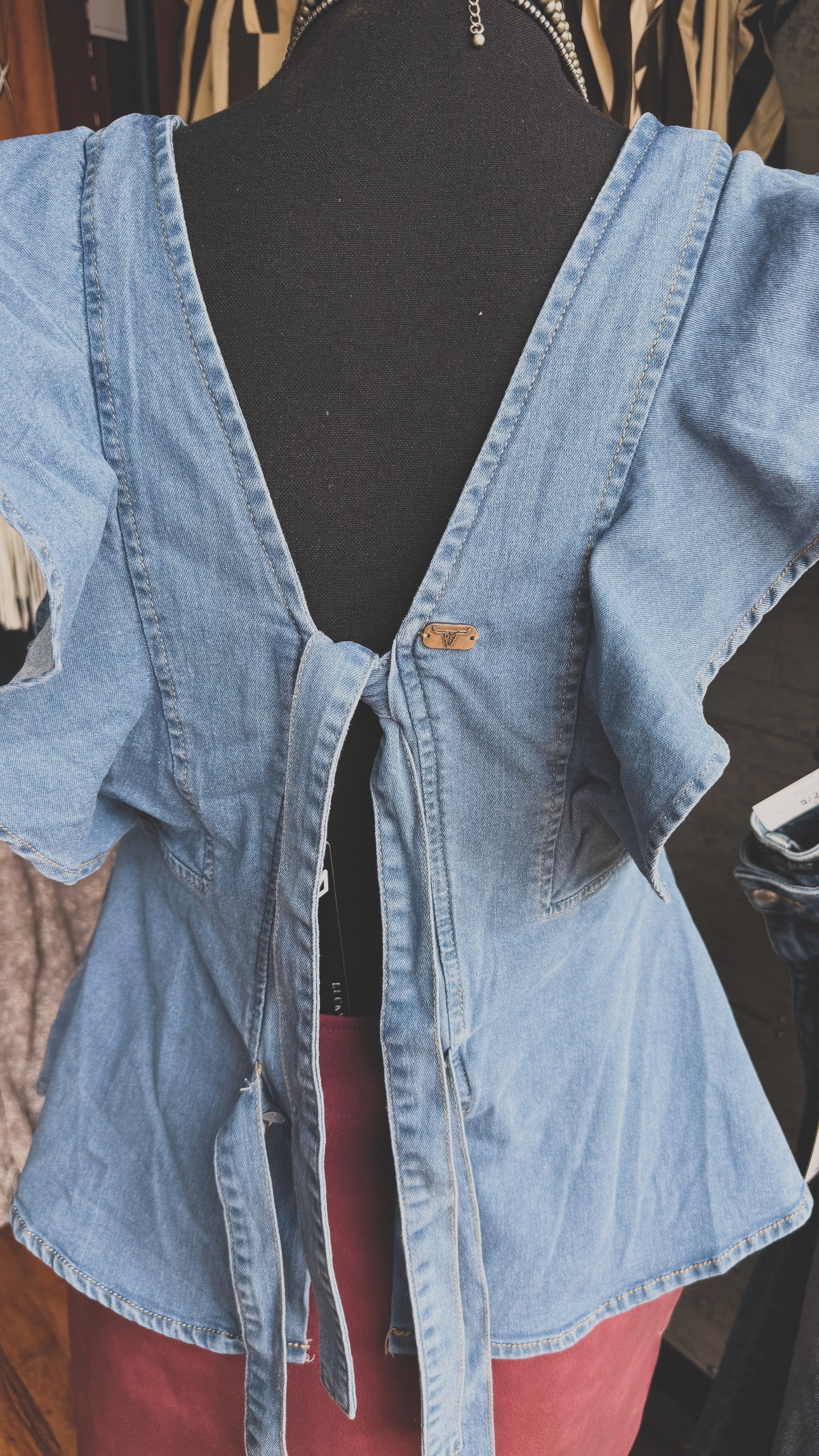 Ruffled Denim Top