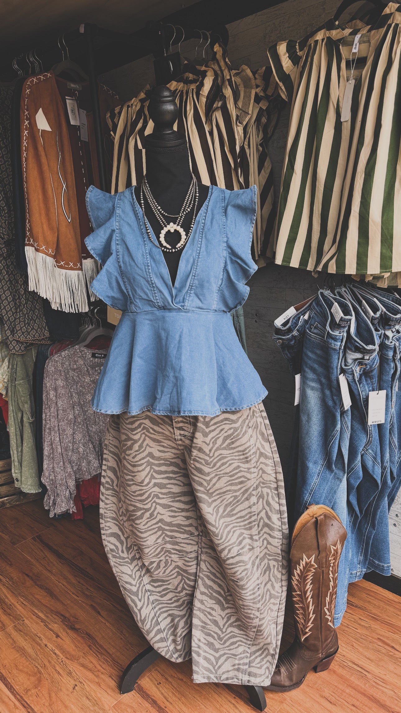 Ruffled Denim Top