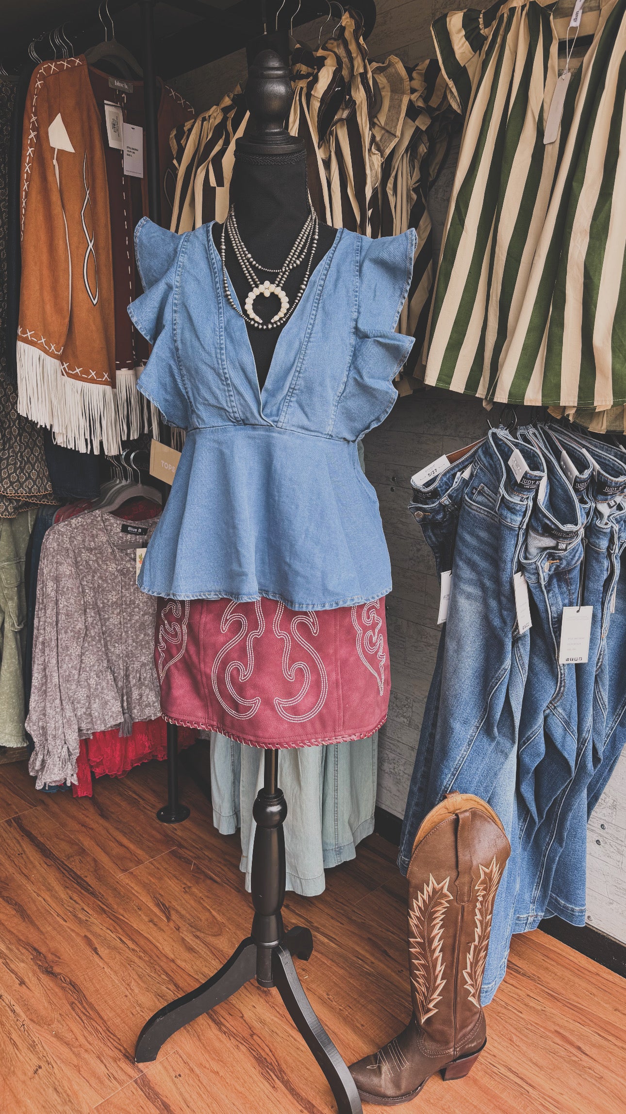 Ruffled Denim Top