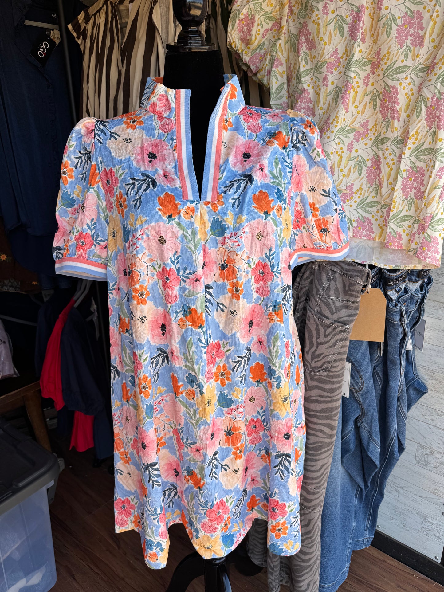 Floral blue dress