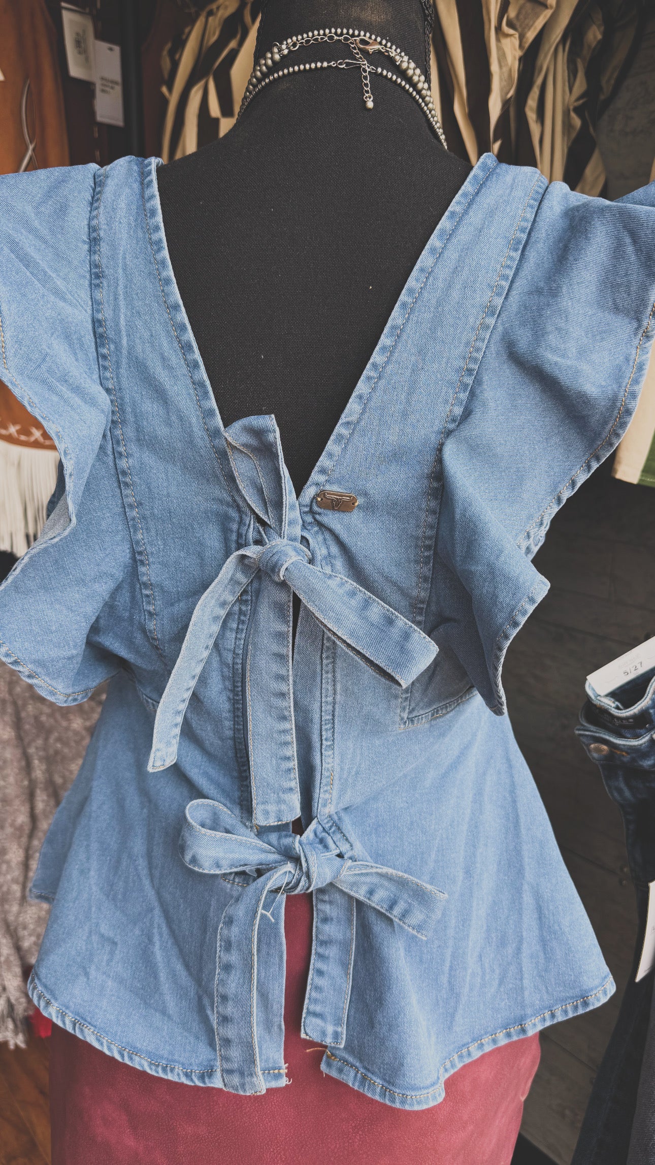 Ruffled Denim Top