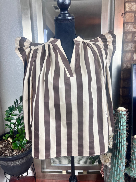 Sierra Striped Flutter Top