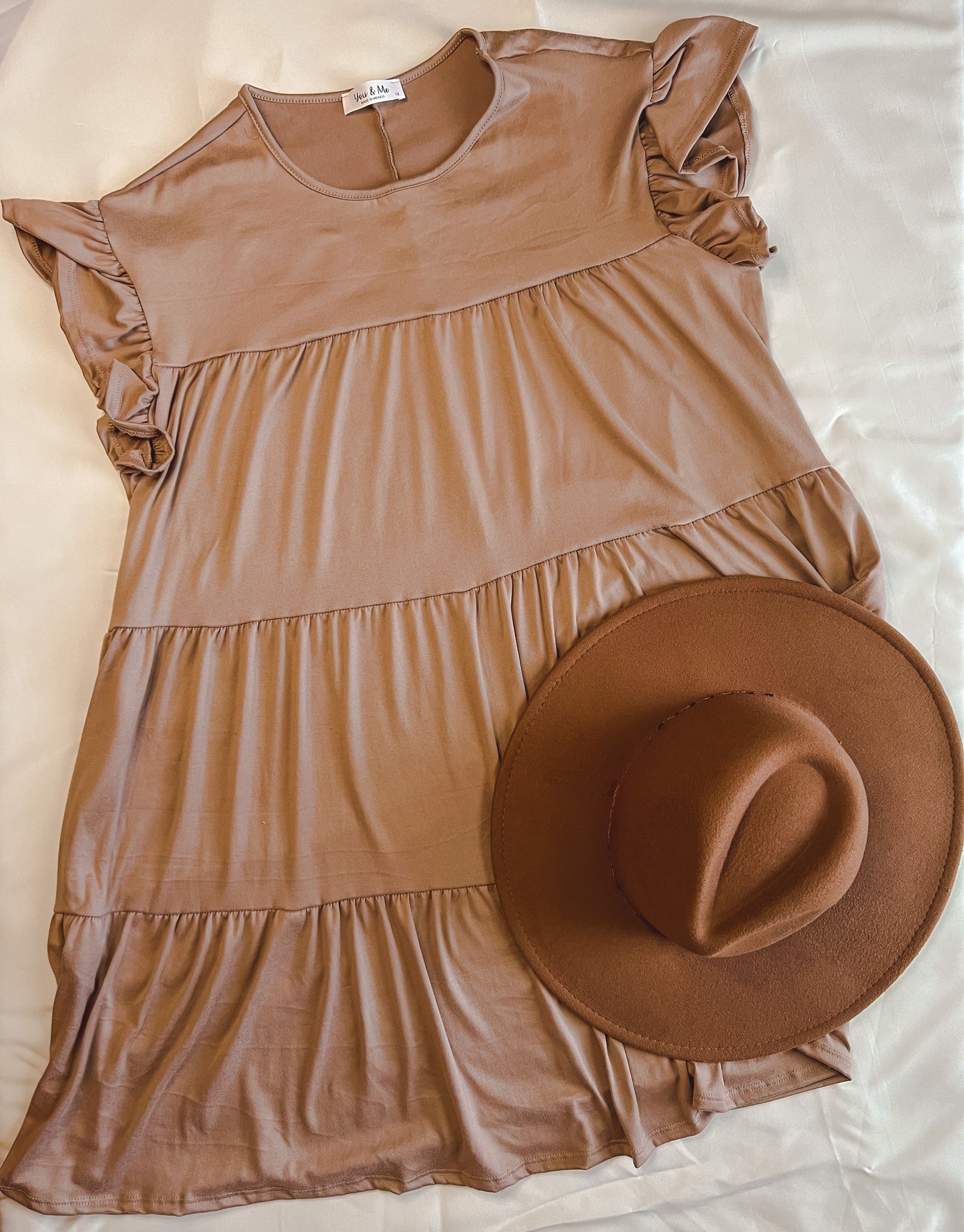 Mocha Ruffled Tiered Dress