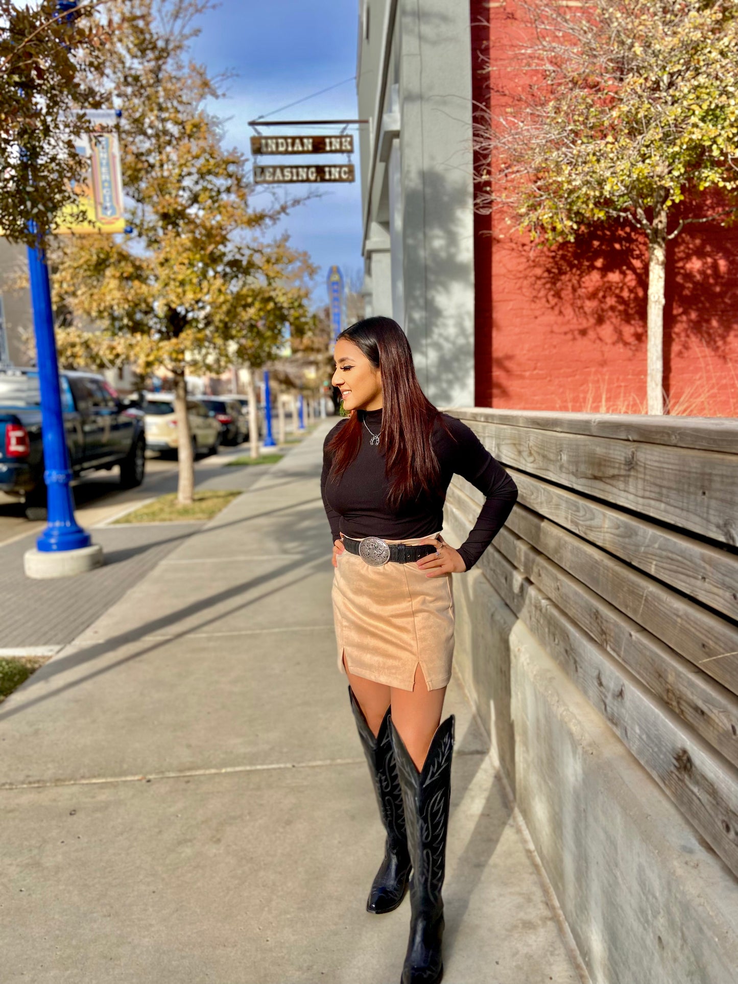 Pumpkin Cream Suede Skirt